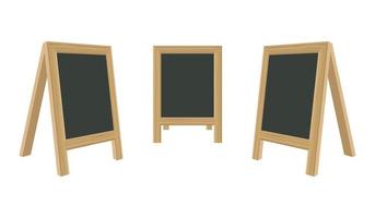 Blackboard for menu with wooden frame set vector