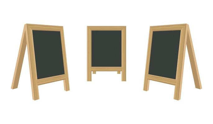 Blackboard for menu with wooden frame set