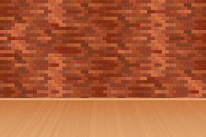 Red brick wall and wooden floor vector