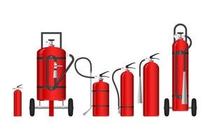 Fire extinguishers of different sizes vector