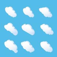 Isometric Cloud Shapes Set vector