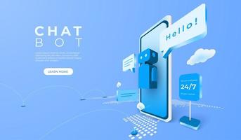 Digital AI Mobile Application with Customer Chat Bot vector