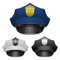 Gorra De Policía De Imagen Aislado En El Fondo Azul Ilustraciones svg,  vectoriales, clip art vectorizado libre de derechos. Image 25944401