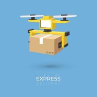 Drone express delivery with package vector