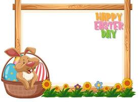 Border template design with easter bunny and eggs vector