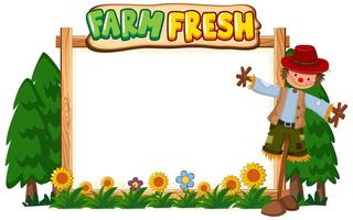 Border template design with scarecrow in the garden vector