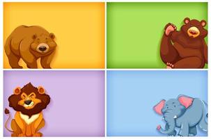 Background template design with plain color and many animals vector