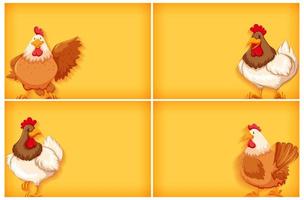 Background template with plain color and chickens vector