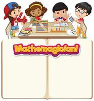 Frame template design with happy kids in classroom vector