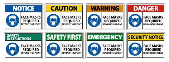 Face Masks Required Beyond This Point Sign Set vector