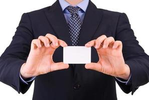 Business man showing blank card. photo
