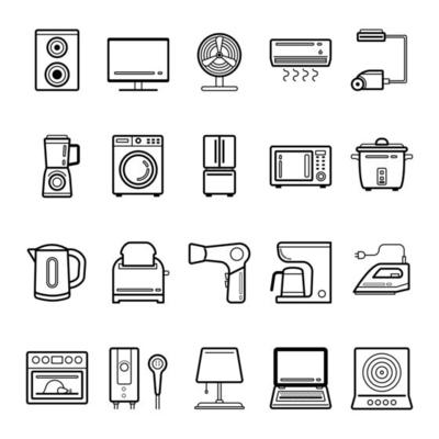 Kitchen electric appliances big set Royalty Free Vector