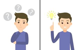 Man thinking  and man having an idea set vector