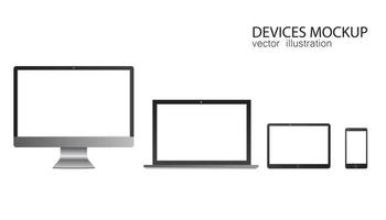 Set of monitor, tablet, laptop, smartphone vector