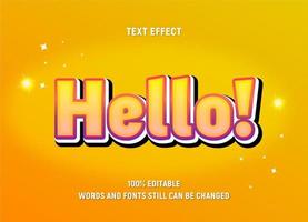 Editable text in yellow with gradient effect and outlines vector