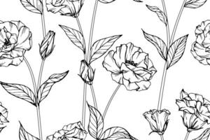 Lisianthus hand drawn botanical seamless pattern vector