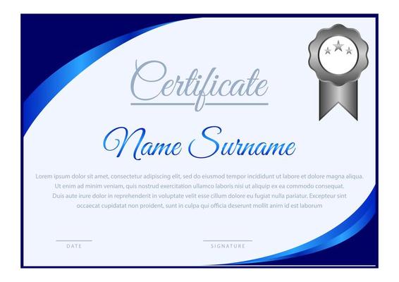 Horizontal Blue Gradient Curved Corner Certificate Template