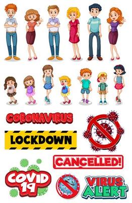 Set of People and Coronavirus Elements