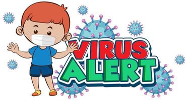 diseño de alerta de virus con niño en mascarilla vector