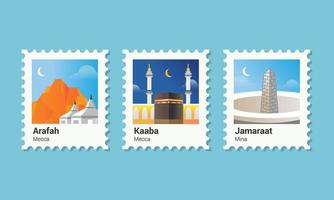 Postage stamp Islamic pilgrimage vector