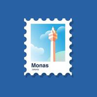 Jakarta postage stamp post card vector