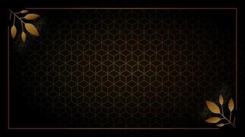 Gold frame with corner foliage on cube pattern vector