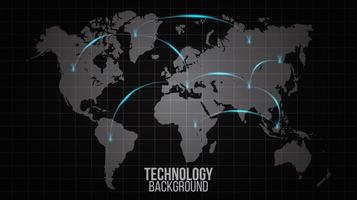 Global map with glowing lines showing network connection vector