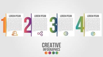 Modern infographic timeline with 4 large gradient numbers vector