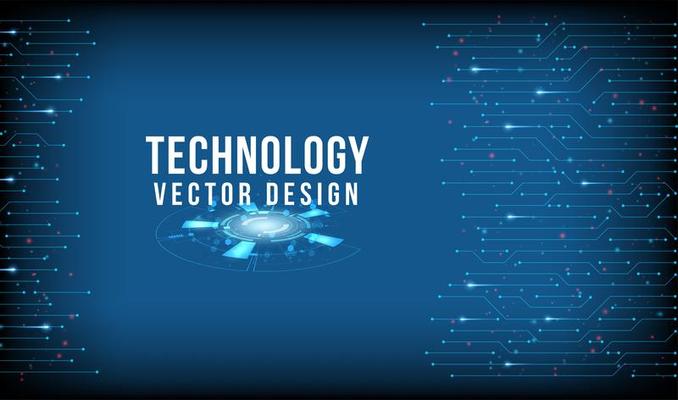 Blue technology design with connected line borders