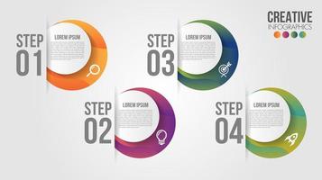 Infographic with 4 gradient circle options in slits vector