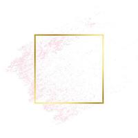 Pink grunge brush stroke with gold square frame vector