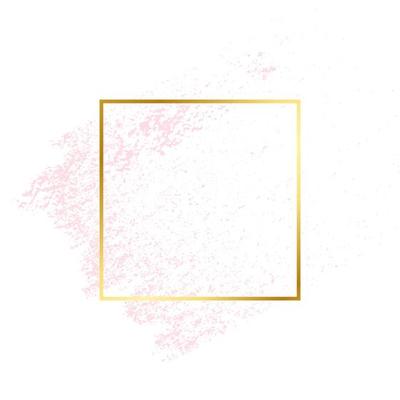 Pink grunge brush stroke with gold square frame