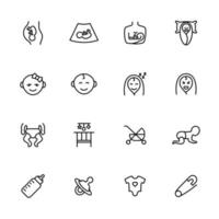 Set of Line Icons for Baby Care vector