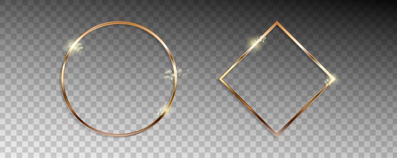 Golden shape frames with lights effects