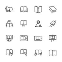 Set of Line Icons for Reading Activities vector