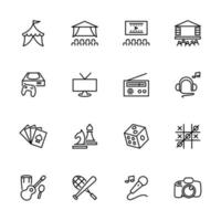 Recreation and  entertainment thin line icon set  vector