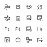 iconos de st de línea para la actividad de desarrollo web vector