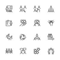 conjunto de iconos de línea para el desarrollo del equipo vector