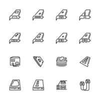 Line Icon Computer Hardware Set vector