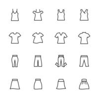 conjunto de iconos de ropa casual de mujer vector
