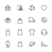 Set of Line Icons for Women's Casual Clothing vector