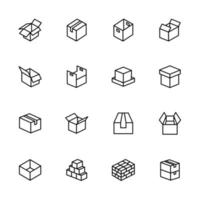 Line Icon Set of Cardboard Boxes vector