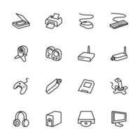 Computer accessories line icon set vector