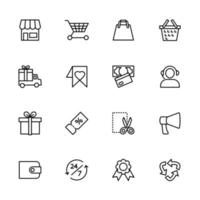 conjunto de iconos de línea de sitio web de tienda en línea vector