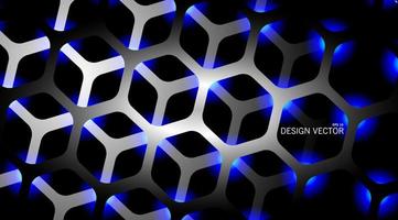 3D Grey and Blue Hexagon Background  vector