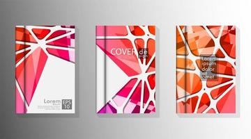 Cover book with a red and orange geometric background vector