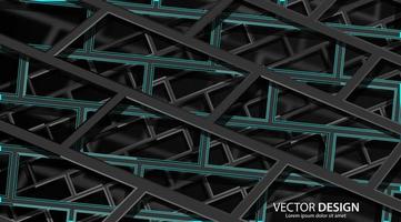 Abstract 3d black and dark green geometric architectural background  vector