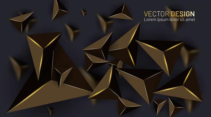 Abstract gold 3d triangle texture shape background 