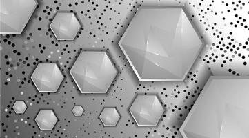 High tech monochrome grey background with hexagons vector
