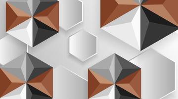 Fondo de patrón de forma hexagonal 3d marrón y gris vector